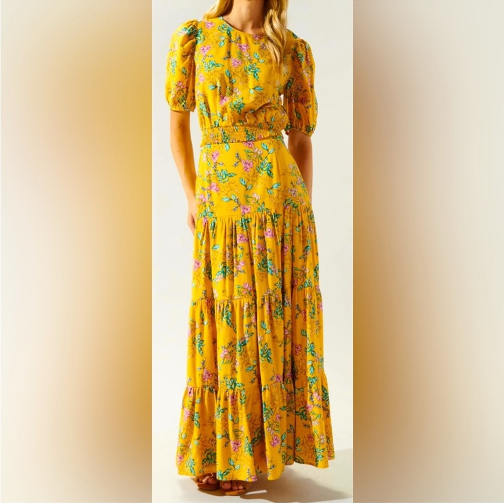 Sugarlips Vibrant Yellow Floral Skirt Set